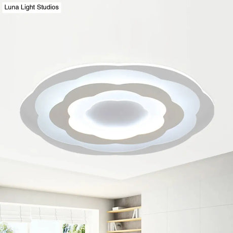 Ultrathin Layered Flower Ceiling Light - Modern Acrylic - White Led Flush Mount Lighting For