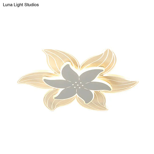 Ultrathin Led Ceiling Flush Mount Light - White Petal Acrylic Design For Bedroom