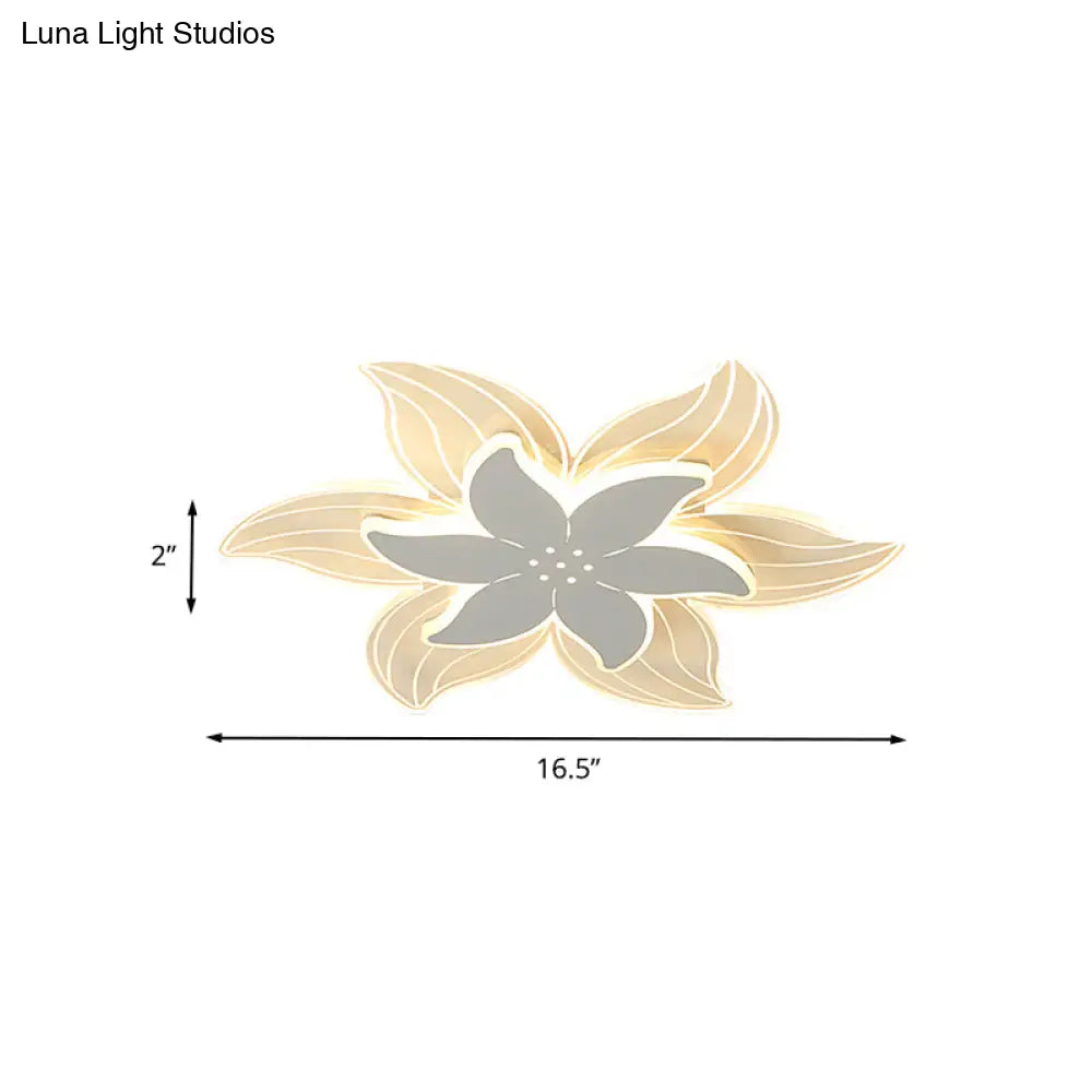Ultrathin Led Ceiling Flush Mount Light - White Petal Acrylic Design For Bedroom
