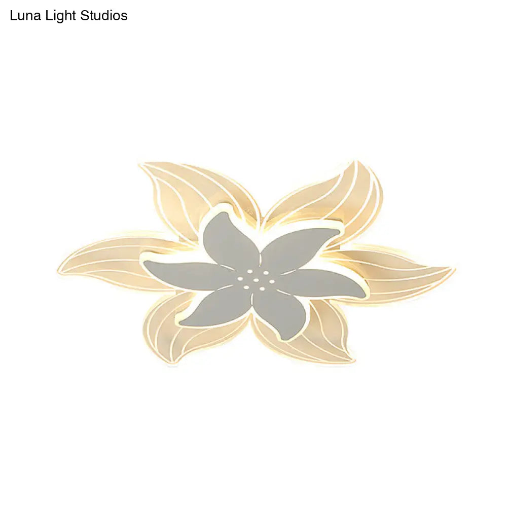 Ultrathin Led Ceiling Flush Mount Light - White Petal Acrylic Design For Bedroom
