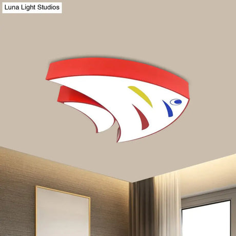 Underwater Adventure Led Flush Mount Lamp - Colorful Acrylic Tropical Fish Design For Children’s