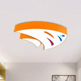 Underwater Adventure Led Flush Mount Lamp - Colorful Acrylic Tropical Fish Design For Children’s