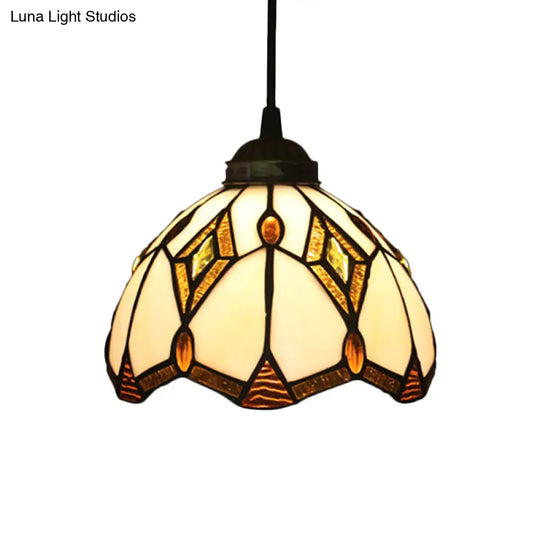 Victorian White/Red/Yellow Cut Glass Pendant Light Kit - Elegant 1-Light Grape/Flower/Diamond