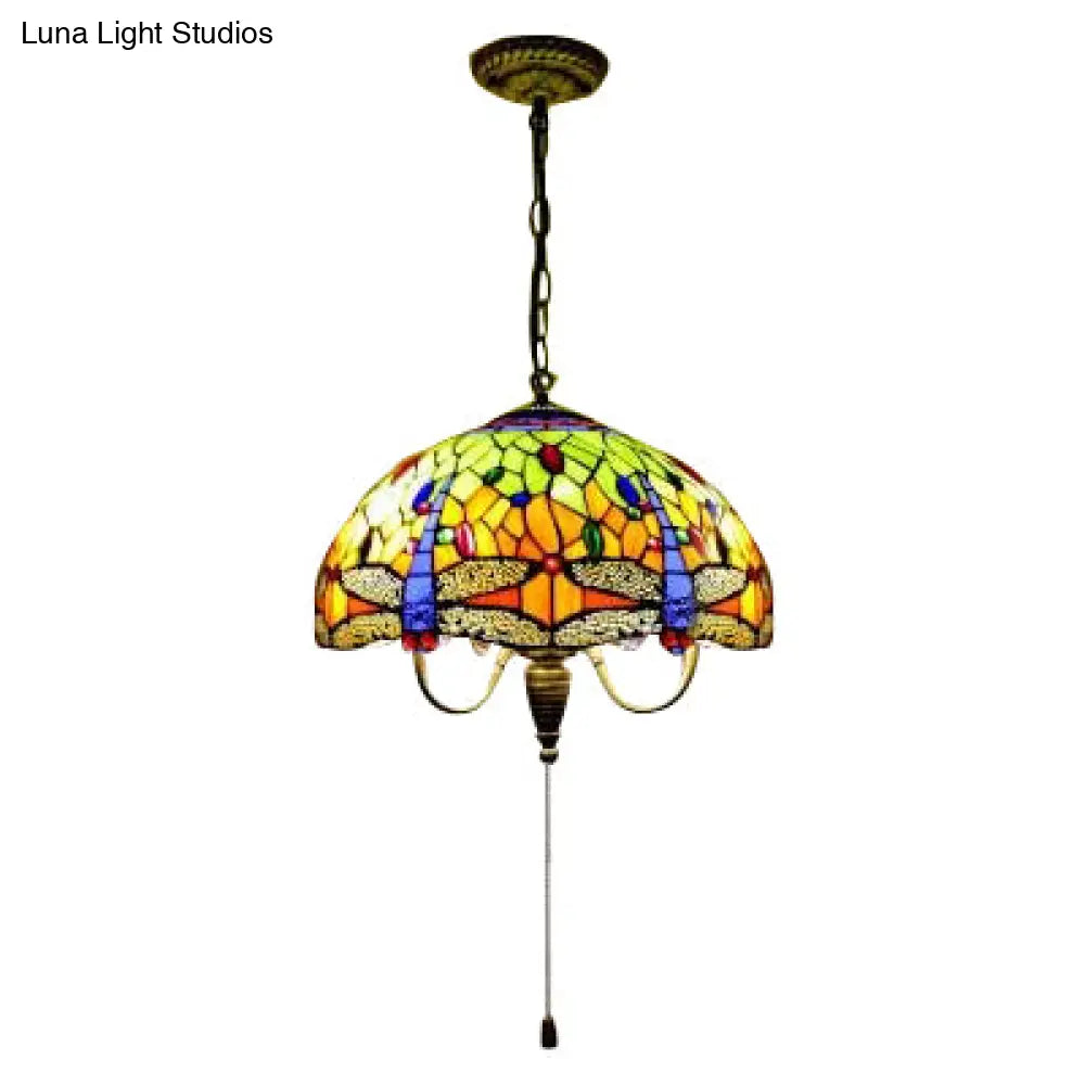 Victorian Dragonfly Antique Brass Pendant Light Kit - Elegant 1-Head Down Lighting For Dining Room
