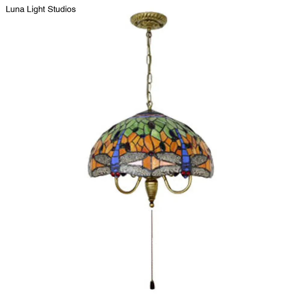 Dragonfly Victorian Antique Brass Pendant Light Kit - 1 Head Down Lighting Cut Glass For Dining Room