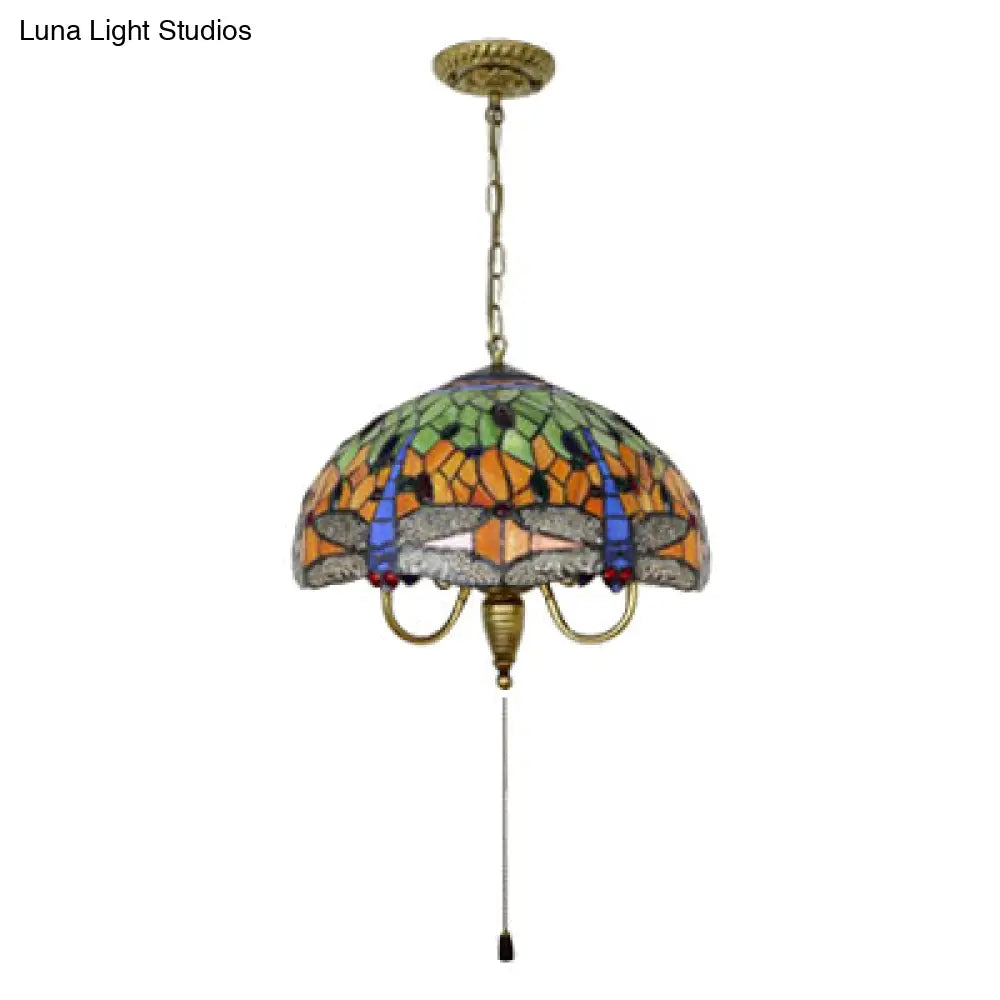 Victorian Dragonfly Antique Brass Pendant Light Kit - Elegant 1-Head Down Lighting For Dining Room