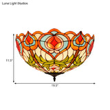 Victorian Glass Ceiling Flush Mount Light Fixture - Bowl Cut 2/3/5 Heads White/Green