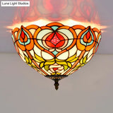 Victorian Glass Ceiling Flush Mount Light Fixture - Bowl Cut 2/3/5 Heads White/Green