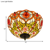 Victorian Glass Ceiling Flush Mount Light Fixture - Bowl Cut 2/3/5 Heads White/Green