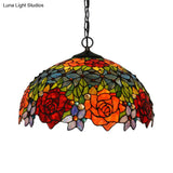Victorian Red Floral Chandelier Pendant Light - 1/2/3 Lights Cut Glass Kitchen Fixture - 10’’/12’’/16’’ Wide