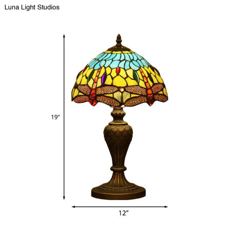 Victorian Stained Glass Dragonfly Patterned Night Light