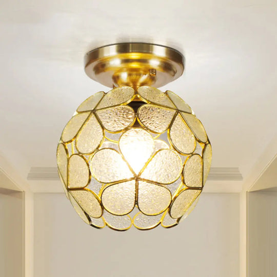 Victorian Stained Glass Flower Ceiling Light In White/Pink/Orange Semi - Mount White