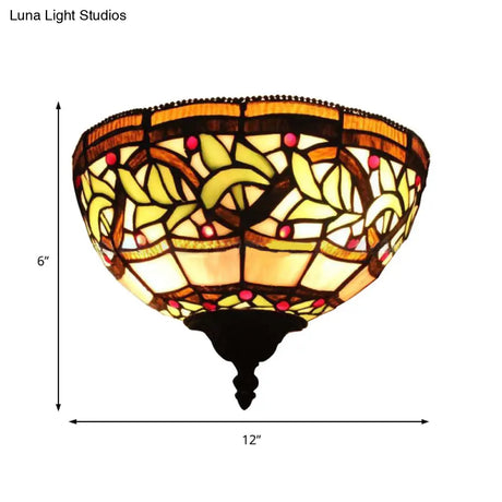 Victorian Stained Glass Wall Sconce Light - Multi Color Ideal For Corridor