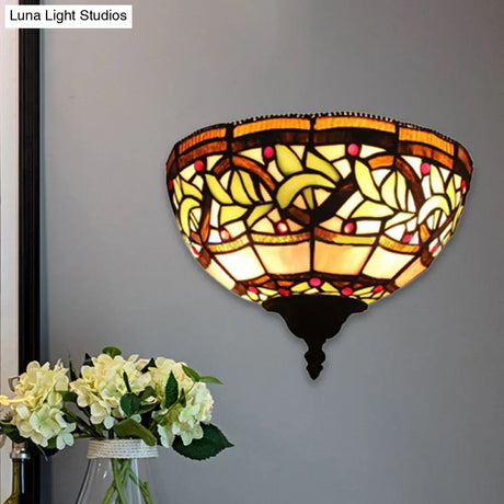 Victorian Stained Glass Wall Sconce Light - Multi Color Ideal For Corridor