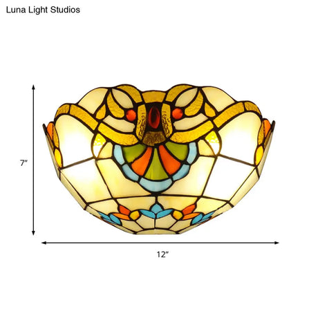 Victorian Stained Glass Wall Sconce Light - Multi Color Ideal For Corridor