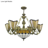 Villa Shuttlecock Chandelier: Vintage Tiffany Yellow Hanging Light