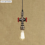Vintage 1-Head Metal Pendant Light With Exposed Bulb - Antique Black/Silver Finish For Restaurant