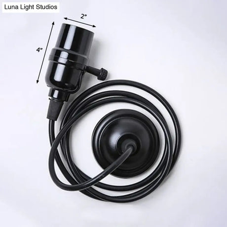 Vintage 1-Light Black Metal Suspended Cord Pendant For Restaurant Lighting