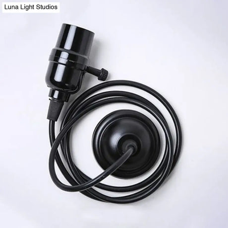 Vintage 1-Light Black Metal Suspended Cord Pendant For Restaurant Lighting