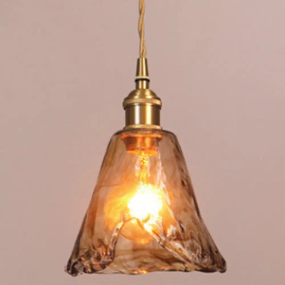Vintage 1 Light Pendant Lamp Amber Alabaster Glass Pendant Lighting for Living Room Amber / 6’’