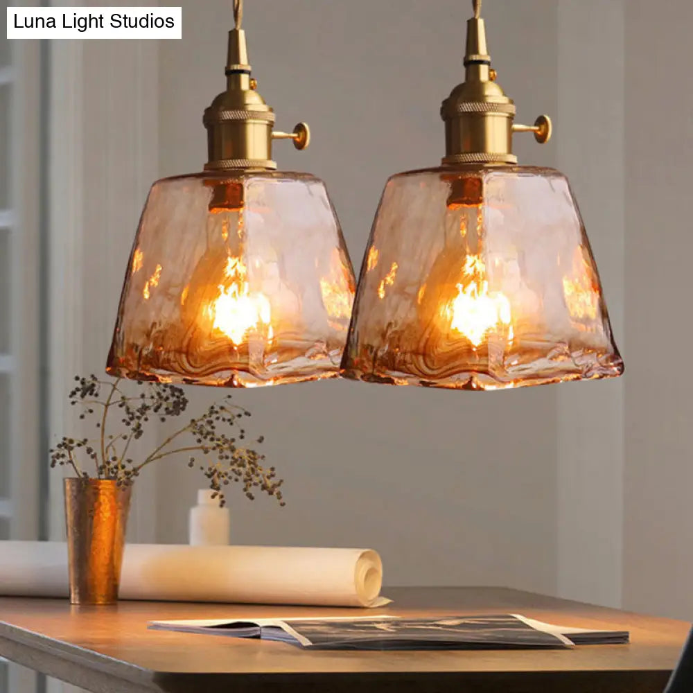 Vintage 1 Light Pendant Lamp Amber Alabaster Glass Pendant Lighting for Living Room