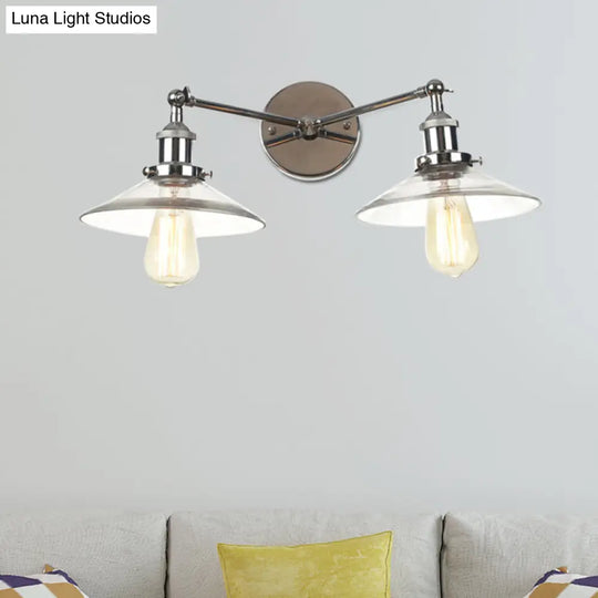 Vintage 2-Light Wall Sconce With Clear Glass Shade For Living Room