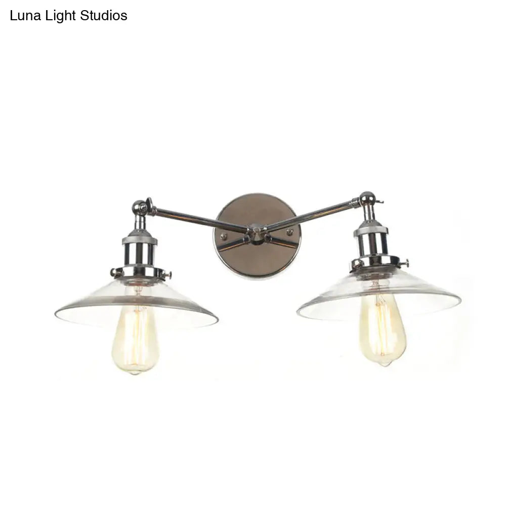 Vintage 2-Light Wall Sconce With Clear Glass Shade For Living Room