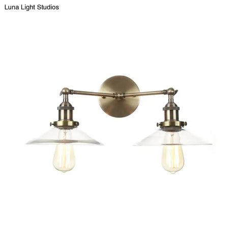 Vintage 2-Light Wall Sconce With Clear Glass Shade For Living Room