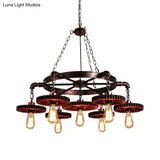 Vintage 3/7-Head Pendant Lighting | Antique Style Dark Rust Metal Chandelier For Restaurants