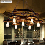 Vintage 3/7-Head Pendant Lighting | Antique Style Dark Rust Metal Chandelier For Restaurants