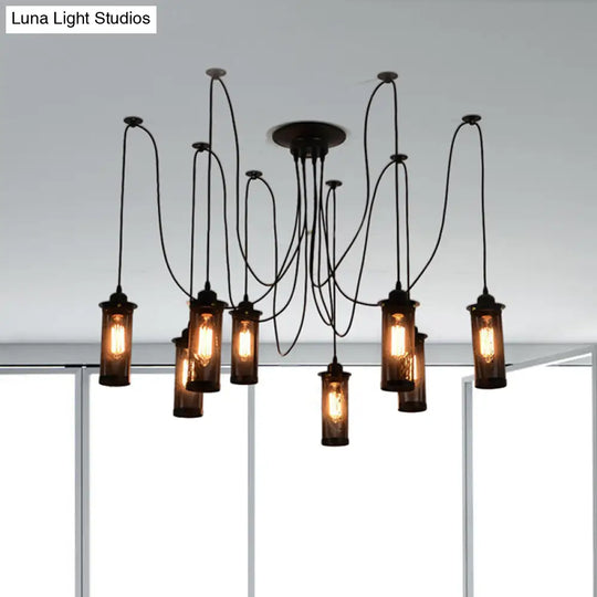 Vintage 3/8 Bulbs Pendant Light With Mesh Shade - Stylish Kitchen Ceiling Fixture In Black