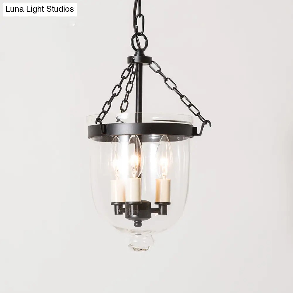 Vintage Clear Glass Chandelier - 3-Light Pendant For Living Room