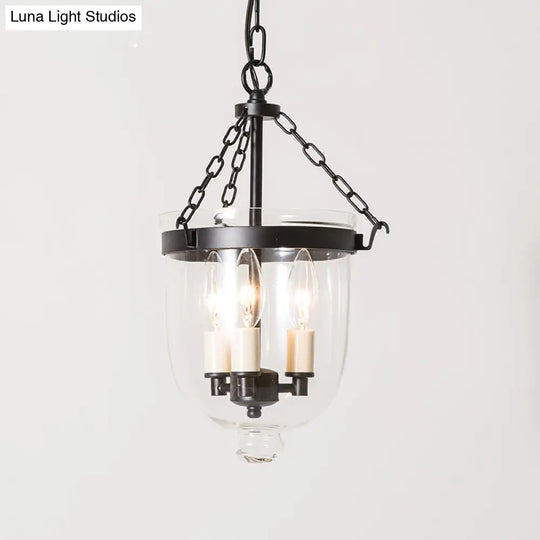 Vintage Clear Glass Chandelier - 3-Light Pendant For Living Room