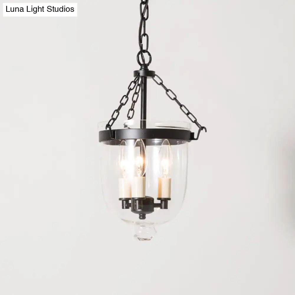 Vintage Clear Glass Chandelier - 3-Light Pendant For Living Room
