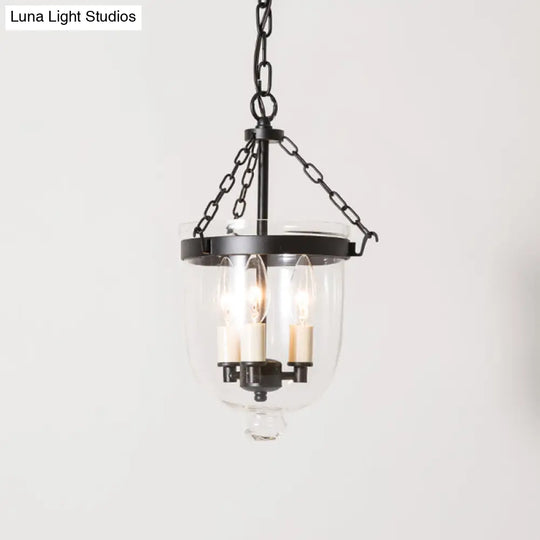Vintage Clear Glass Chandelier - 3-Light Pendant For Living Room