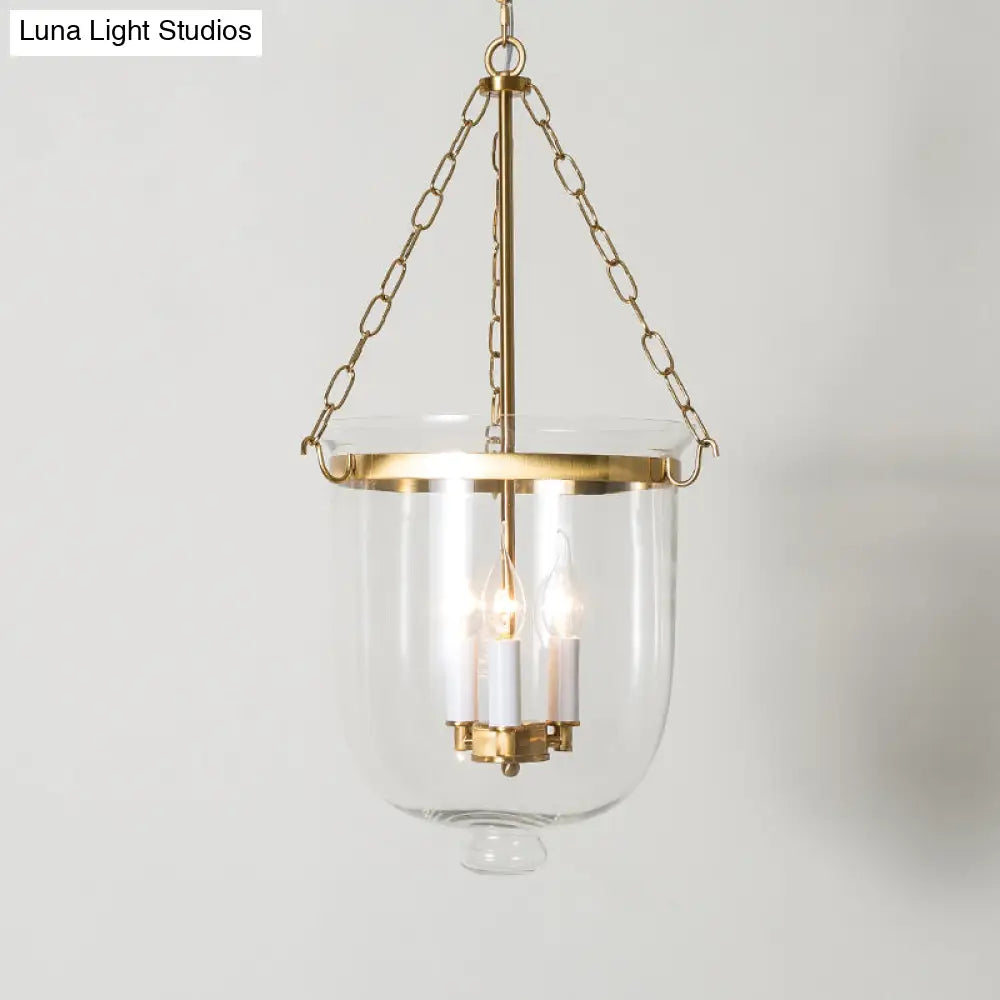 Vintage Clear Glass Chandelier - 3-Light Pendant For Living Room