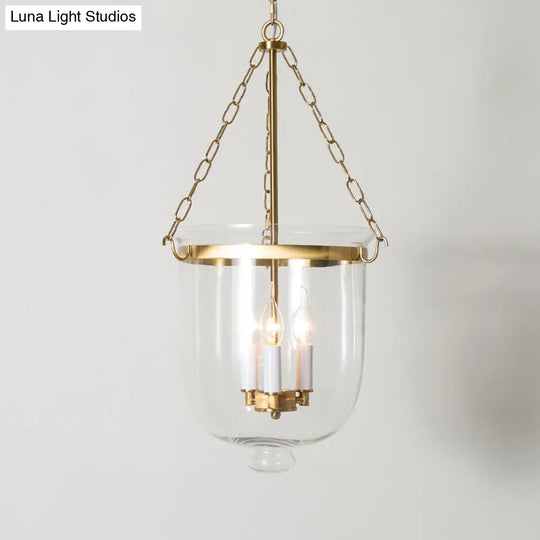 Vintage Clear Glass Chandelier - 3-Light Pendant For Living Room