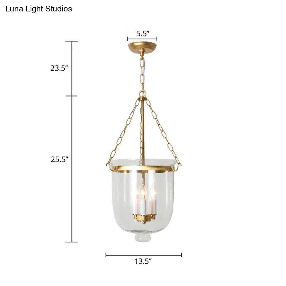 Vintage Clear Glass Chandelier - 3-Light Pendant For Living Room