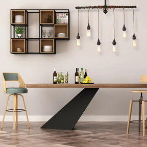 Vintage 6-Light Tubing Pendant Lamp Black Finish With Hanging Bulb - Indoor Ceiling Light Fixture