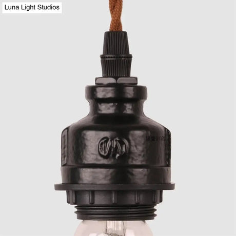 Vintage 6-Light Tubing Pendant Lamp Black Finish With Hanging Bulb - Indoor Ceiling Light Fixture
