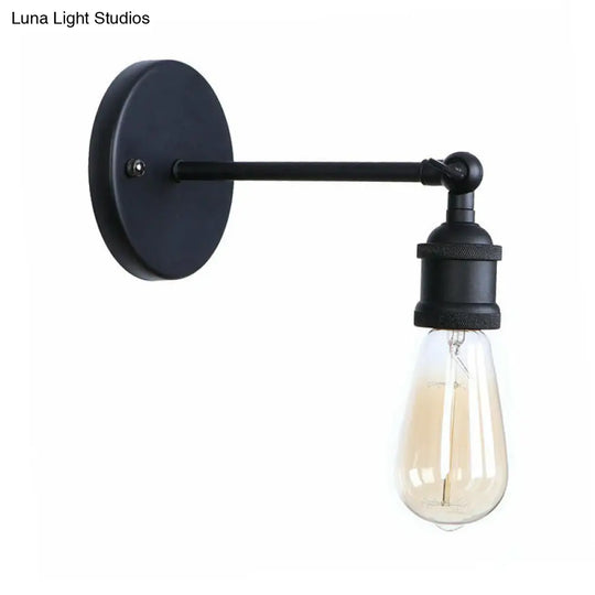 Vintage Adjustable Wall Lamp With Saucer Shade And Mesh Cage Design In Black