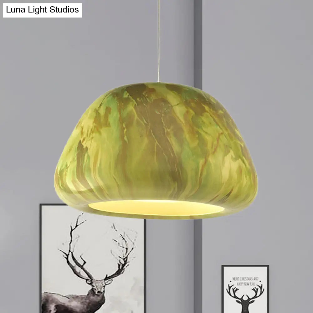 Vintage Aluminum Living Room Pendant: Bowl Ceiling Hang Light In Green/Red Brown/Coffee (1-Light)