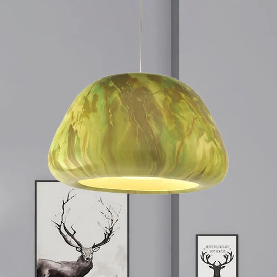 Vintage Aluminum Ceiling Hang Fixture - Green/Red Brown/Coffee Pendant Light For Living Room Bowl