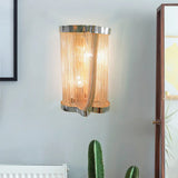 Vintage Aluminum Wall Lamp With Tassel Sconce Cylinder Shade In Gold/Silver - Set Of 2 Lights Gold