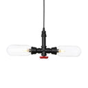 Vintage Amber/Clear Glass Pendant Chandelier With Led Hanging Ceiling Light - 2 Heads Black Clear /