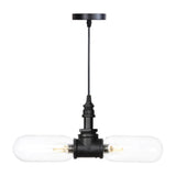Vintage Amber/Clear Glass Pendant Chandelier With Led Hanging Ceiling Light - 2 Heads Black Clear /