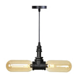 Vintage Amber/Clear Glass Pendant Chandelier With Led Hanging Ceiling Light - 2 Heads Black Amber /