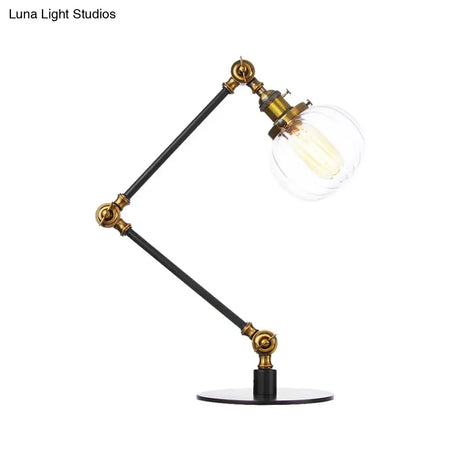 Vintage Amber/Clear Glass Table Lamp With Global Styling For Bedroom 1-Light Black/Bronze Finish