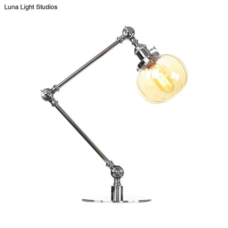 Vintage Amber/Clear Glass Table Lamp With Global Styling For Bedroom 1-Light Black/Bronze Finish