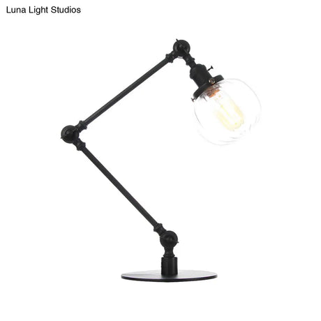 Vintage Amber/Clear Glass Table Lamp With Global Styling For Bedroom 1-Light Black/Bronze Finish